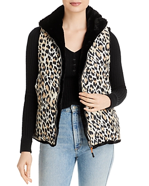 Echo Reversible Leopard Print and Faux Fur Puffer Vest