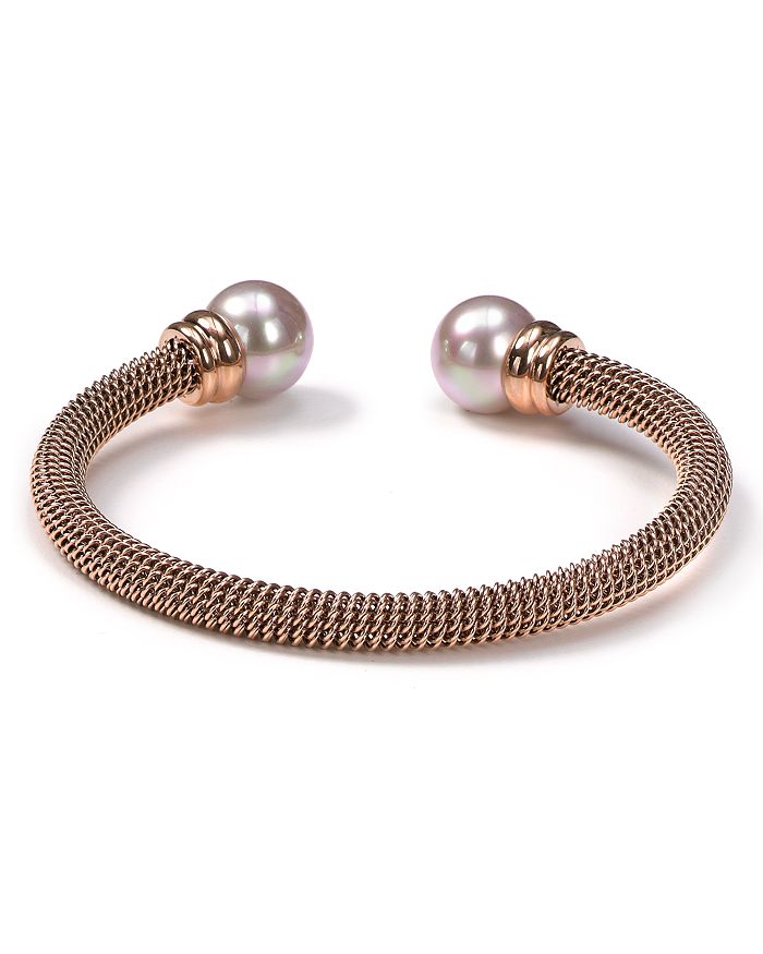 MAJORICA STAINLESS STEEL AND NUAGE SIMULATED PEARL CUFF,OMA1598N