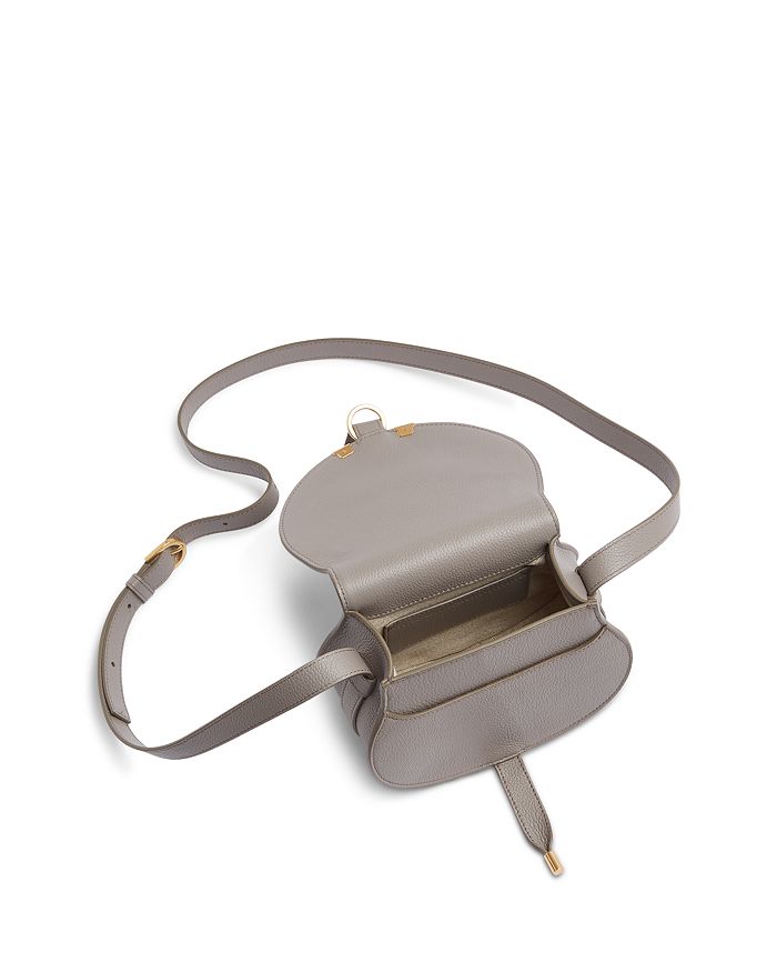 Shop Chloé Marcie Small Leather Saddle Bag In Cashmere Gray