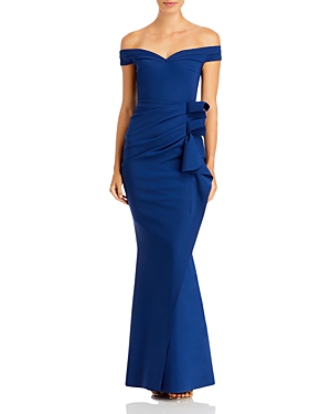 Chiara Boni La Petite Robe Radoslava Off The Shoulder Bodycon Gown -100% Exclusive In Blue