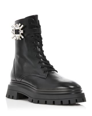 Stuart Weitzman Women s Crystal Nova Buckle Bedford Combat Boots Bloomingdale s