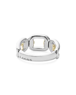 18K Yellow & Sterling Silver Signature Caviar Link Ring