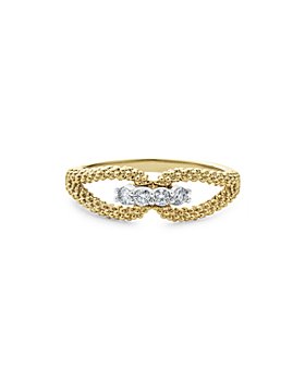 LAGOS - 18K White & Yellow Gold Signature Caviar Diamond Open Loop Ring