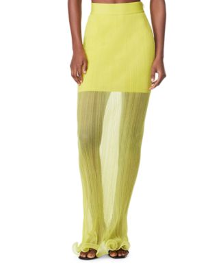 Herve Leger Sheer Layered Ruffled Maxi Skirt