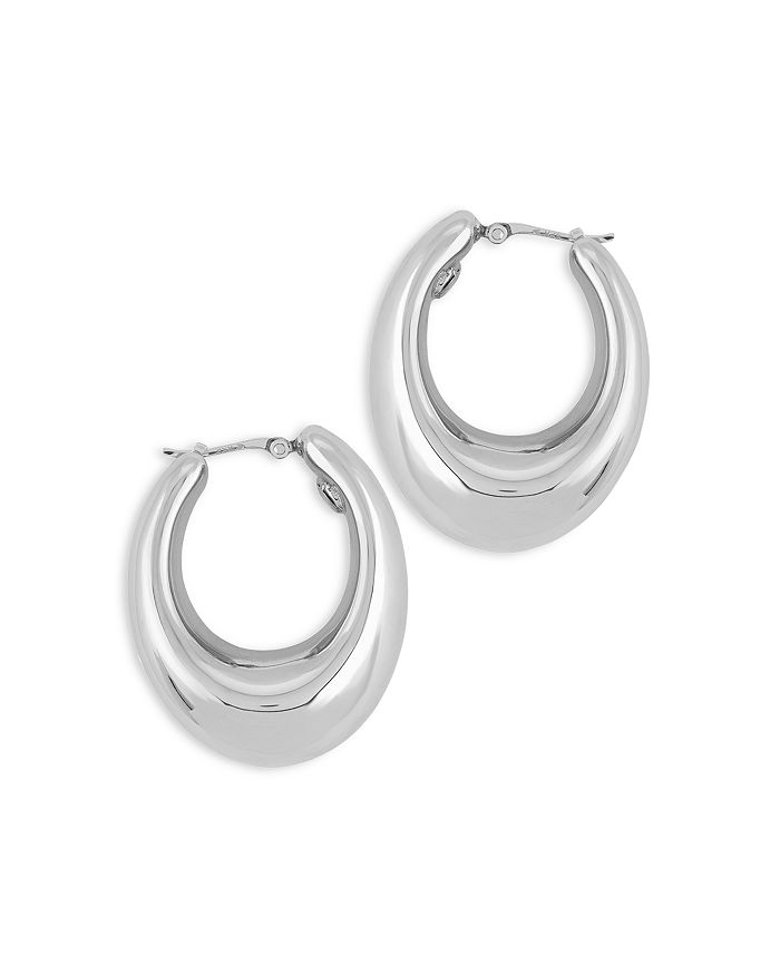 Bloomingdale's Oval Puff Hoop Earrings in Sterling Silver 100