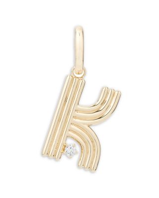 Adina Reyter 14K Yellow Gold Groovy Diamond Initial Pendant