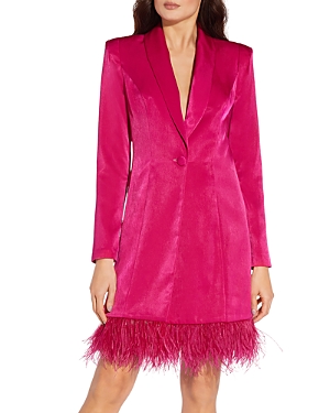 Shop Aidan Mattox Aidan By  Feather Embellished Tuxedo Dress In Bright Rose