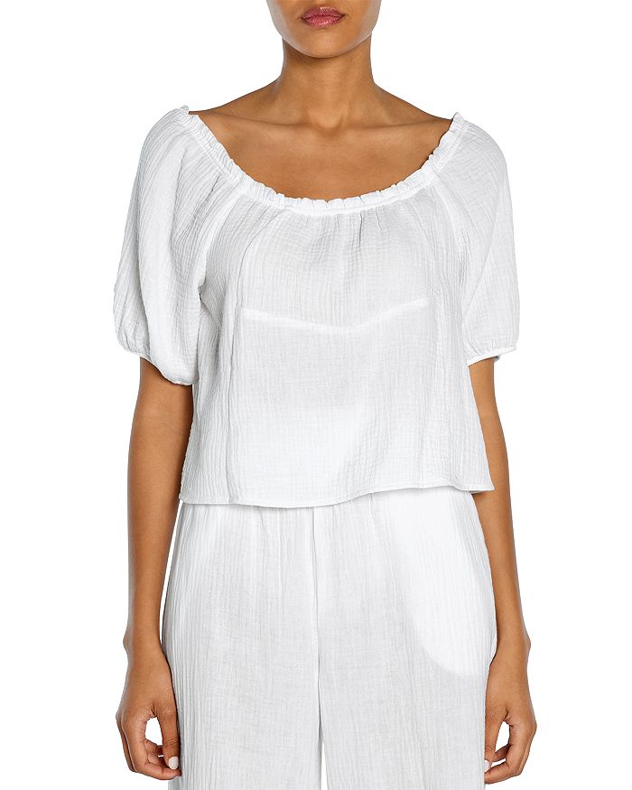 Three Dots Double Gauze Puff Sleeve Top Bloomingdale's