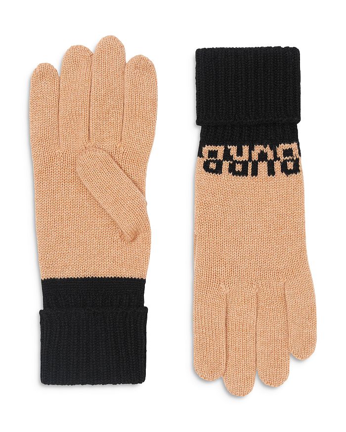 Burberry - Logo Intarsia Two Tone Cashmere Gloves