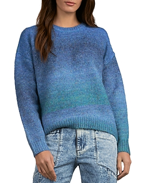 Elan High/low Crewneck Sweater In Blue Multi