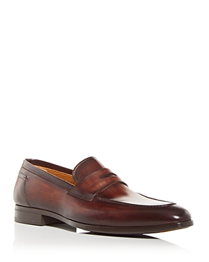 Magnanni Mens Tan Delos Leather Dress Loafers Eur 42 / 8 Uk In Tabacco