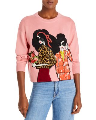 ALICE AND OLIVIA Gleeson Printed store Pullover Sweater