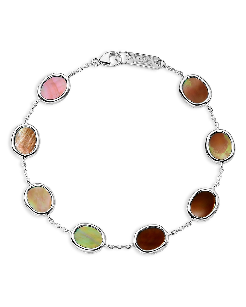 IPPOLITA STERLING SILVER ROCK CANDY BROWN SHELL LINK BRACELET