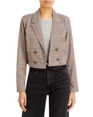 Plaid cropped blazer best sale