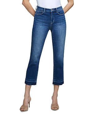 L'Agence Harris Frayed High Rise Cropped Straight Leg Jeans in Talledega