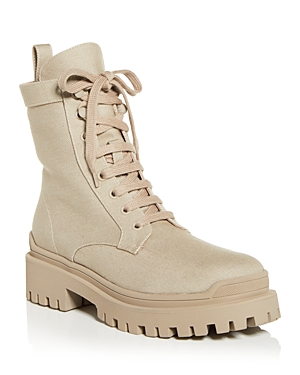 Ilio Smeraldo X Elizabeth Sulcer Women's Combat Boots In Sand Canvas