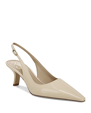 Shop Sam Edelman Women's Bianka Pointed Toe Light Black Kitten Heel Slingback Pumps In Ivory