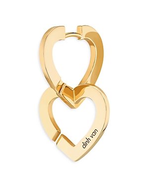 Shop Dinh Van 18k Yellow Double Coeurs Single Heart Hoop Earring In Gold
