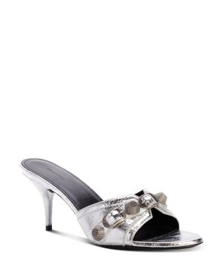 silver balenciaga slides