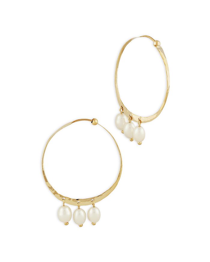 Bloomingdale's - Cultured Freshwater Pearl Dangle Hoop Earrings in 14K Yellow Gold - 100% Exclusive