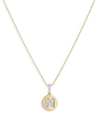 Bloomingdale's Fine Collection Diamond Accent Initial N Pendant Necklace in 14K Yellow Gold, 0.05 ct. t. w. - Exclusive