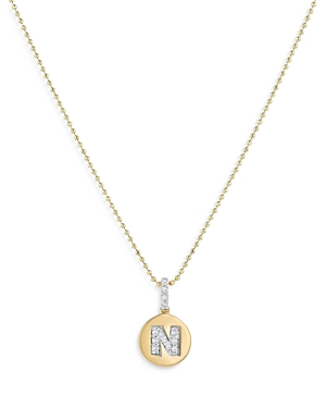 Bloomingdale's Diamond Accent Initial N Pendant Necklace In 14k Yellow Gold, 0.05 Ct. T.w. - 100% Exclusive