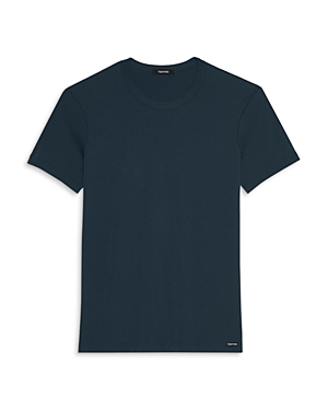 Tom Ford Cotton Blend Crewneck Tee In Everglade