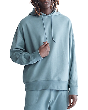 Calvin Klein Standards Logo Back Fleece Hoodie In Goblin Blue
