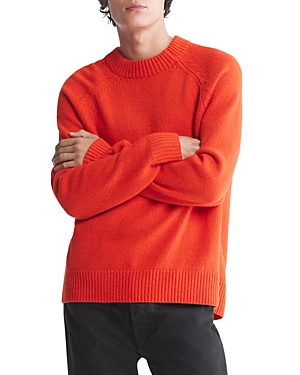Calvin Klein Regular Fit Merino Wool Crewneck Sweater In Bronzed Orange