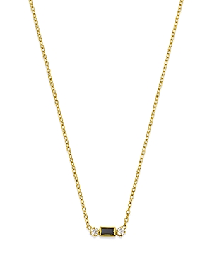 Zoe Chicco 14K Yellow Gold White & Black Diamond Baguette Pendant Necklace, 14-16 - 150th Anniversar