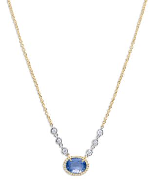Multi-Gemstone & Diamond Halo Necklaces in 14K Gold