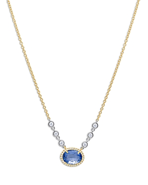 Meira T 14K White & Yellow Gold Blue Sapphire & Diamond Halo Pendant Necklace, 18