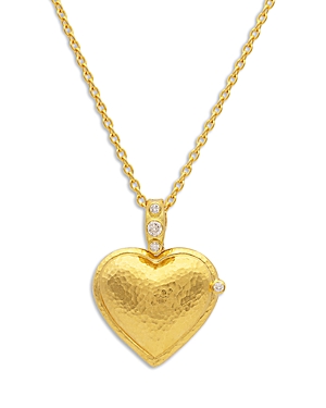 Gurhan 22k Yellow Gold Locket Diamond Heart Pendant Necklace, 18