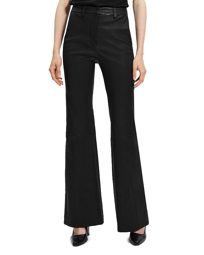 Theory Demitria Wool-blend Flared Pants In Mulberry