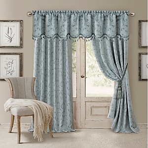 Elrene Home Fashions Mia Jacquard Scroll Blackout Window Curtain Panel, 52 X 95 In Blue