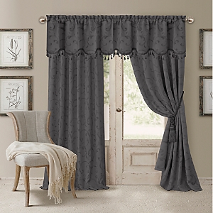Elrene Home Fashions Mia Jacquard Scroll Blackout Window Curtain Panel, 52 X 95 In Gray