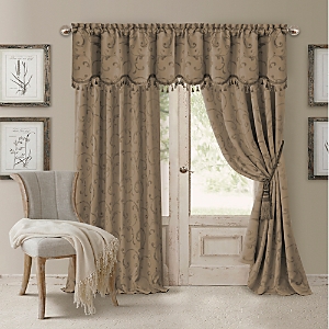 Elrene Home Fashions Mia Jacquard Scroll Blackout Window Curtain Panel, 52 X 95 In Natural