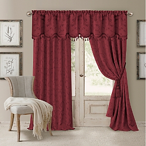 Elrene Home Fashions Mia Jacquard Scroll Blackout Window Curtain Panel, 52 X 84 In Rouge