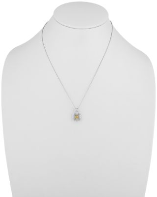 White & Yellow Diamond Pendant Necklace in 14K White & Yellow Gold, 1.0 tcw 