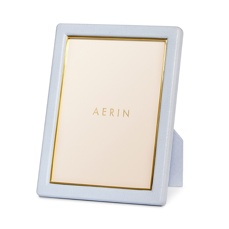 Aerin Piero Leather Photo Frame In Blue Haze