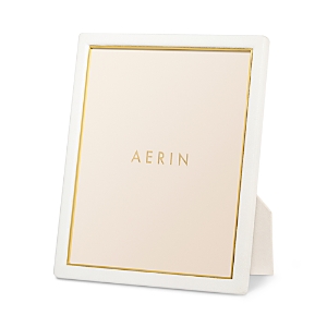 Aerin Piero Leather Frame, 8 X 10 In Shadow White