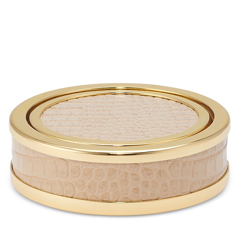 Aerin Classic Croc Embossed Leather Coasters, Set Of 4 In Gold