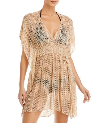 BECCA by Rebecca Virtue Golden Crochet Tunic Swim Cover Up Bloomingdale s