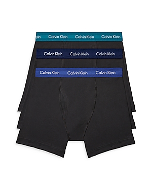 Calvin Klein Cotton Stretch Moisture Wicking Boxer Briefs, Pack Of 3 In Black Shoreline /black Clay /black Travertine