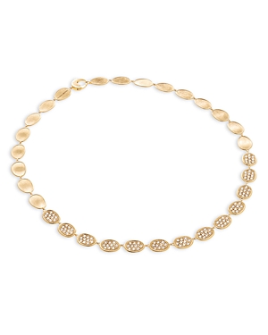 Shop Marco Bicego 18k Yellow Gold Lunaria Diamond Pave Link Collar Necklace, 18