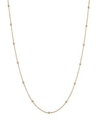 Moon & Meadow 14K Yellow Gold Ball Station Chain Necklace, 18