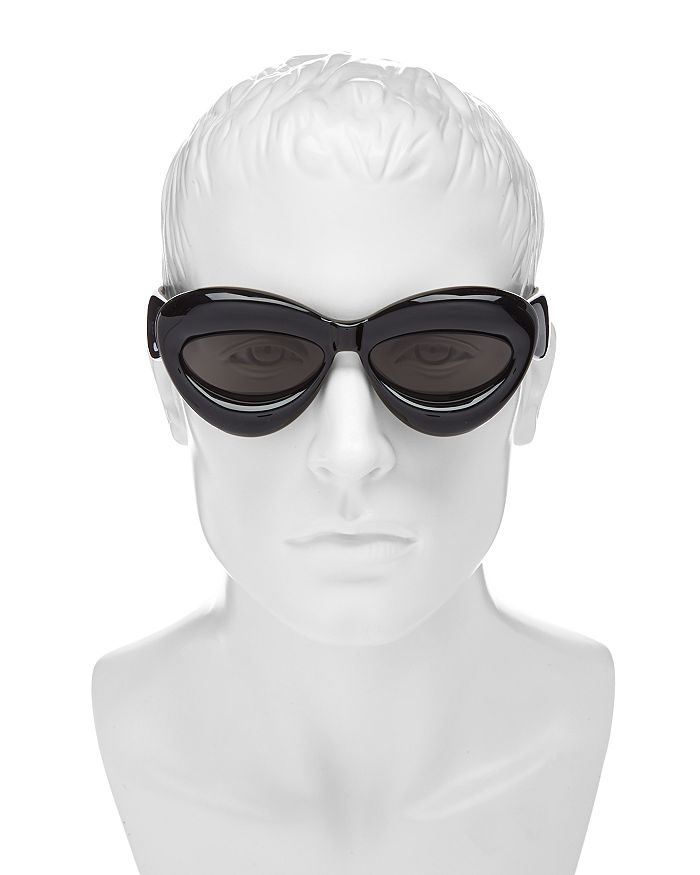 Shop Loewe Fashion Show Inflate Cat Eye Sunglasses, 55mm In Black/gray Solid