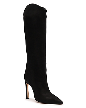 Shop Schutz Women's Maryana Sculpt Pointed Toe High Heel Boots In Black