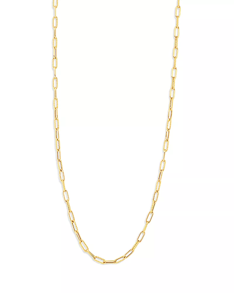 Roberto Coin 18K Yellow Gold Designer Gold Textured Link Chain Necklace, 22