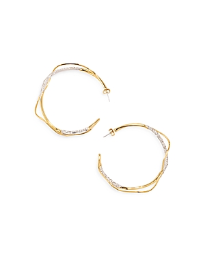 Alexis Bittar Intertwined Two Tone Pave Hoop Earrings In Gold
